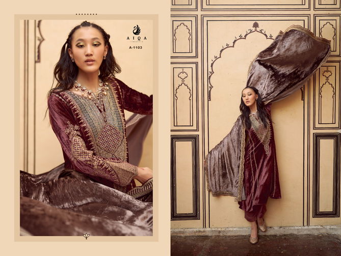 Sitaray By Aiqa Designer Velvet Embroidery Salwar Kameez Wholesale Price In Surat